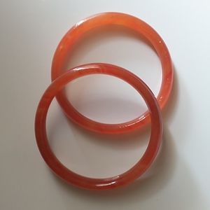 Set of 2 orange jade bracelets